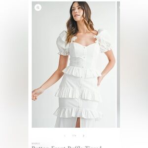 Mable Button Front Ruffle Tiered Maxi Dress